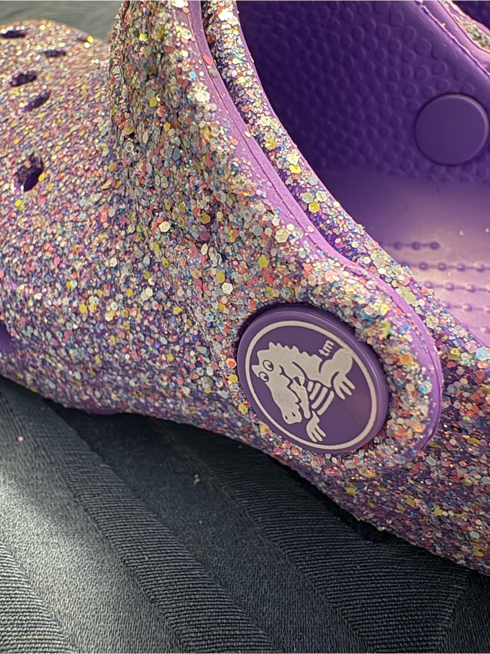 Crocs NWT Toddler Fantasy Chunky Glitter Purple Classic Clog Size 10 - Picture 4 of 6